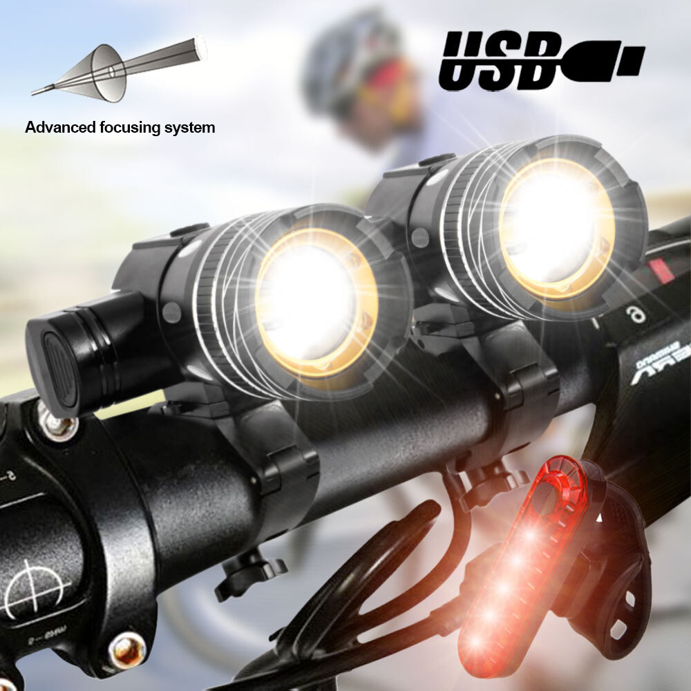 Rechargeable LED Mountain Bike Lights 50000LM Bicycle Torch Front &Rear