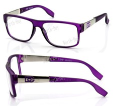 New Mens Womens Square Clear Lens Eye Glasses Purple Frame Fashion Designer Wrap