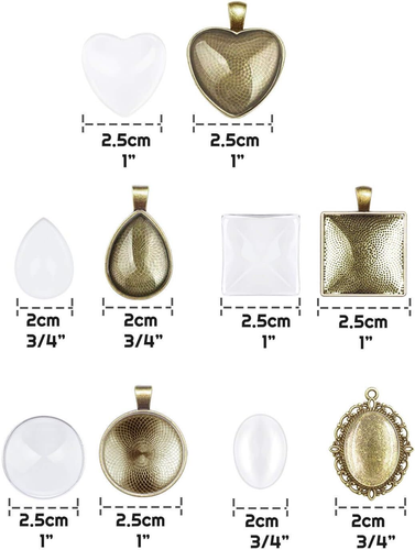 Anezus 60 Stck. Anhänger Fächer, Einfassung Anhänger Fächer Rohlinge mit Glas Cabochons für - Bild 4 von 12