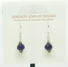 Gorgeous Sterling Silver Faceted Natural SAPPHIRE Dangle Earrings...Handmade USA
