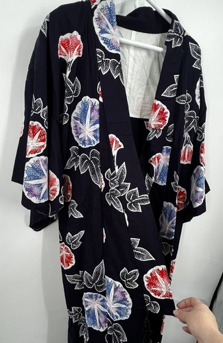 Japanese Yukata Kimono Robe Sash Belt Red Blue Yellow Sand Dollars RARE VTG - Picture 2 of 6