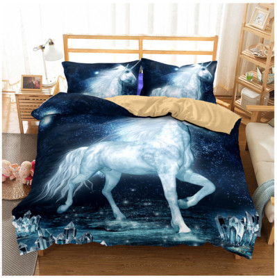 3D Einhorn Sternenhimmel Cartoon Kinder Quilt Cover Set Bettwäsche Sets Kisse...