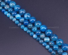 Natural Apatite Blue Gemstone Round Spacer Beads 4mm 6mm 8mm 10mm 12mm 15.5"