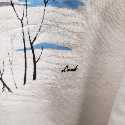 Vintage 90er Snowy Winter Forest mit Bäumen & Hirsch Sweatshirt Gr. L signiert Land - Bild 7 von 16