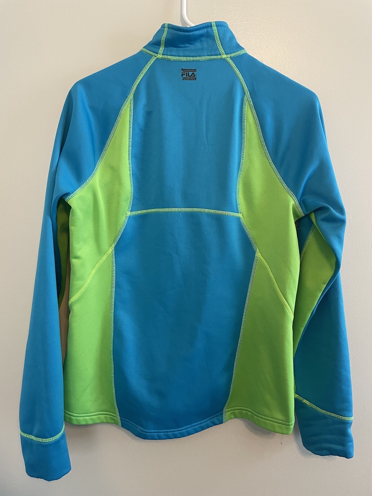 FILA Medium Donna Giacca Corsa Donna 1 4 Cerniera Neon Blu Verde Fodera Pile