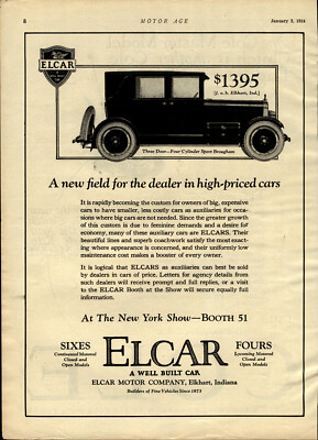 1924 Elcar Motor Cars Ad:  - Elkhart, Indiana - Three Door Sport Brougham Model