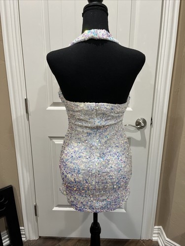 White Sequin Party/cocktail Dress Size 3/4 - Picture 3 of 4