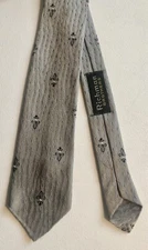 Richman Brothers Vintage Skinny Necktie Fleur-de-lis Silver Shimmery Textured