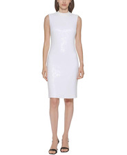 NEW CALVIN KLEIN WHITE CREAM  EMBELLISHED SHEATH DRESS SIZE 16