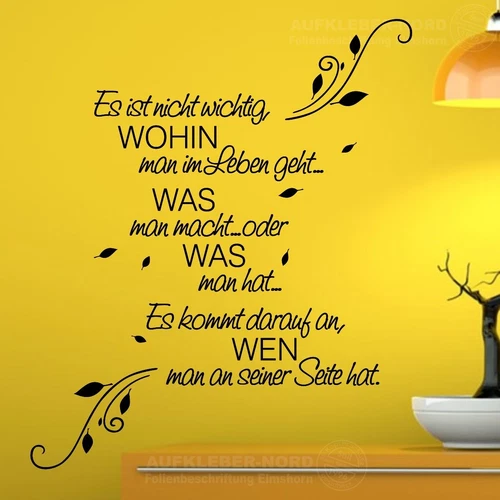 Wandtattoo WOHIN man im Leben.. 70cm A10 Blumenranke Wandaufkleber Sprüche Zitat - Bild 1 von 8