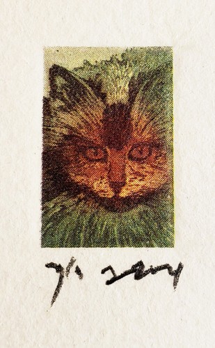 CHIARA CADORE Original Miniature Color Etching SIGNED  Ltd. Mousy Cat FRAMED