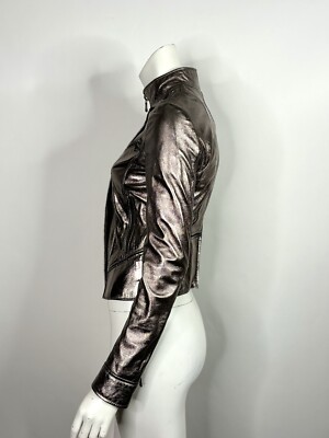 Vtg Dolce & Gabbana D&G Metallic Gunmetal Leather Jacket S 40 | eBay