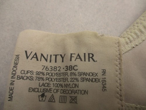 38C Vanity Fair Womens Gray Lace Trim Lined Underwire Back Closure Demi Bra 9M - Picture 6 of 8