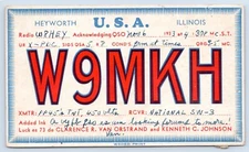 QSL CB Ham Radio W9MKH Heyworth Illinois Vintage McLean County IL 1933 Card