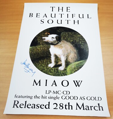 BEAUTIFUL SOUTH POSTER Miaow RARE PAUL HEATON Original PROMO ONLY SIGNED 1994