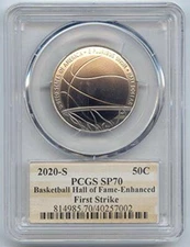 2020-S Basketball Hall of Fame Enhanced Uncirculated Half Dollar SP-70 PCGS,Kids