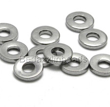 20 Big Hole Stainless Steel Silver 8mm Flat Round Rondelle Donut Disc Beads