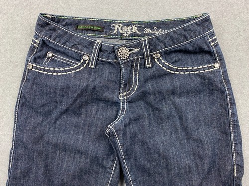Wrangler Rock 47 Women's Size 0 w27 Dark Blue Denim Low-Rise Bermuda Shorts - Picture 9 of 12