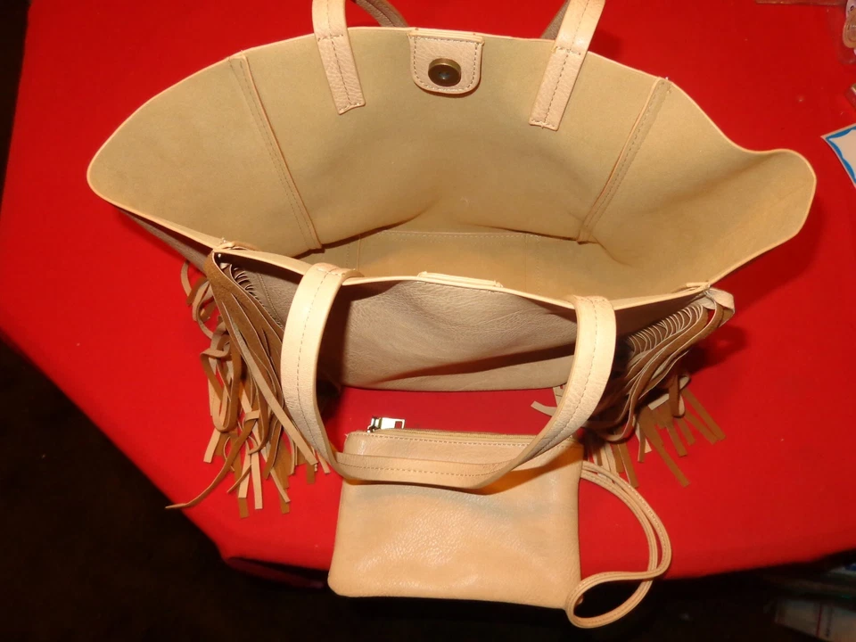 BOLSO HIPPY VINTAGE AÑOS 70 FLECOS + BOLSA CON CREMALLERA NUNCA USADO SUPER ESTADO # 597 Foto 4 de 4