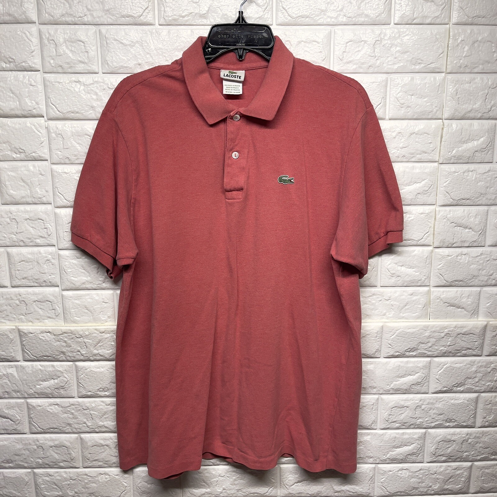 Vintage Lacoste Authentic Polo Shirt Pink EU Size 7 Made in France Men L-XL EUC