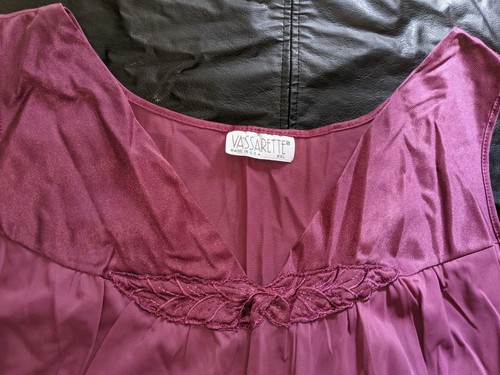 Vasarette Nightgown Size XXL Nylon Dark Pink Sleeveless - Picture 10 of 16