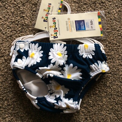 Bnwt Playshoes - UV swim nappy for girls - Oxeye daisy - Blue 86/92 1-2 Years