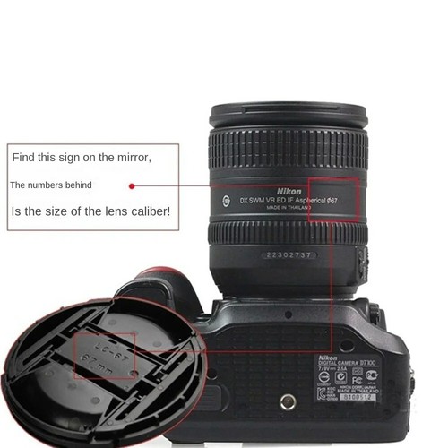 Camera Lens cap for Nikon 43mm 49mm 52mm 55mm 58mm 62mm 67mm 77mm 82mm - Picture 7 of 7