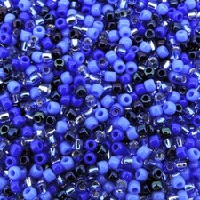 Toho Japanese Seed Beads Round Size 11/0, 28 Grams, 6 Inch Tube, Blue Medley Mix