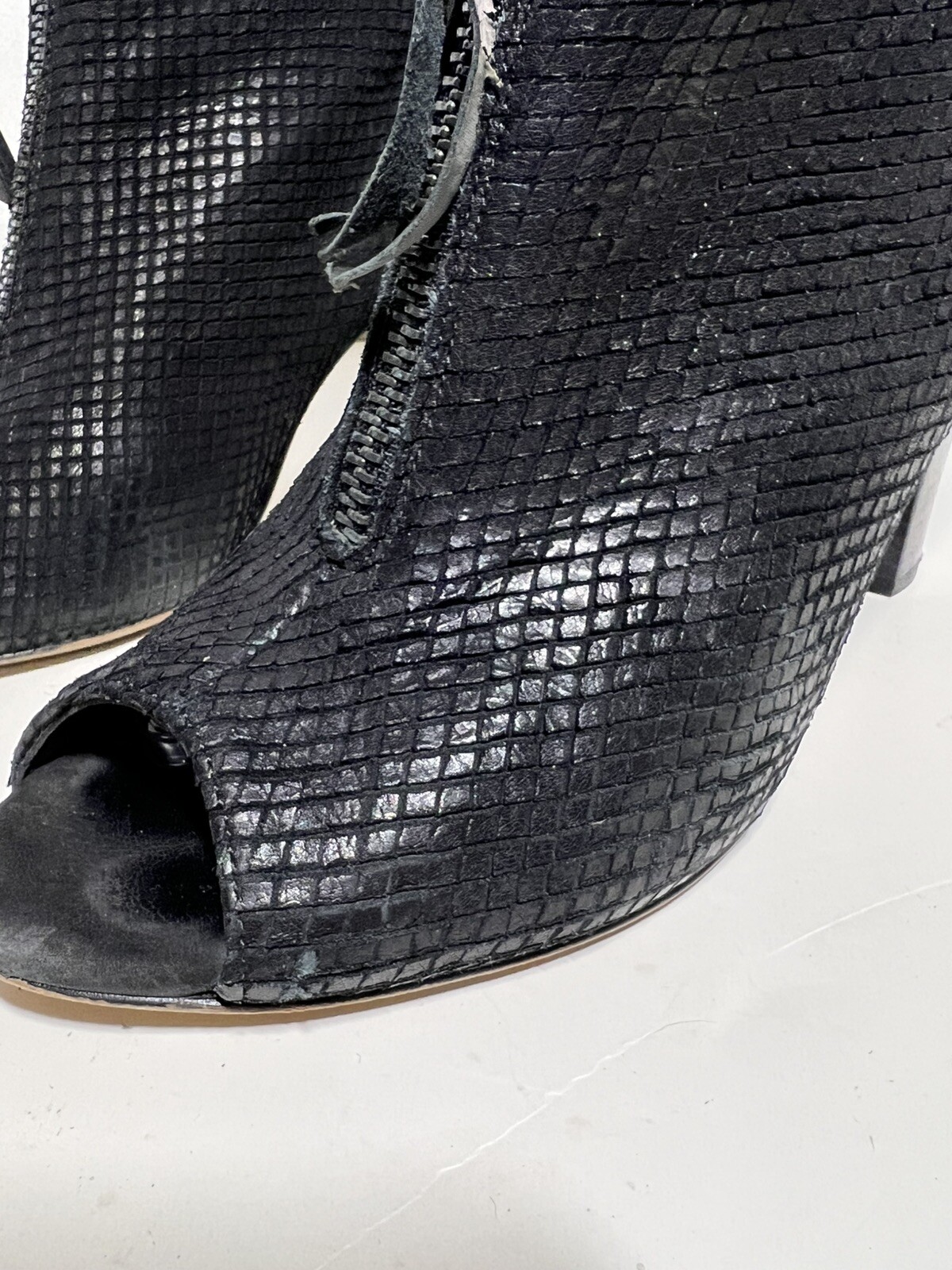 Paul Green EUC Black Python Suede Peep Toe 3.5" H… - image 3