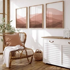 Set of 3 Modern Mountains Abstract Neutral Prints Home Wall Art Home Décor