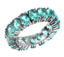 Blue Topaz Eternity Band 925 Sterling Silver Band Full Eternity Wedding Band