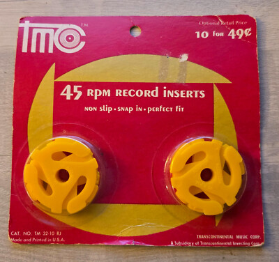 Vintage TMC 45 RPM Record Inserts - 10 Yellow Snap-In Adapters - NOS ...