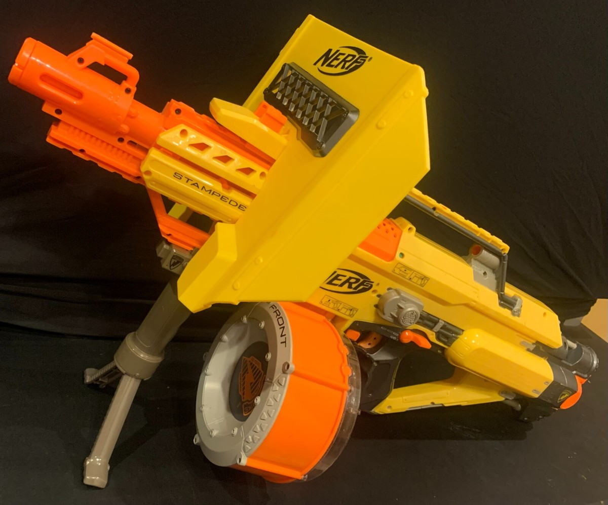 Nerf STAMPEDE ECS Strike Automatic BLASTER W/ bi-pod,Shield