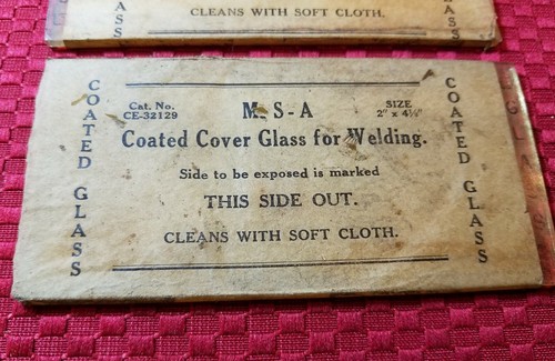 2 Vtg Coated Cover Glass Arc Helmets Hand Shields Welding NOS ~ 2" x 4 1/8" - J1 - Picture 2 of 9