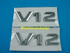 2 Pcs Chrome V12 Letter Badge Emblems Set For Mercedes Benz Bmw Audi Vw Ford