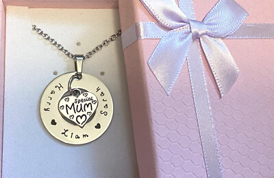 Engraved special mum Sons Daughters kids name necklace choose
