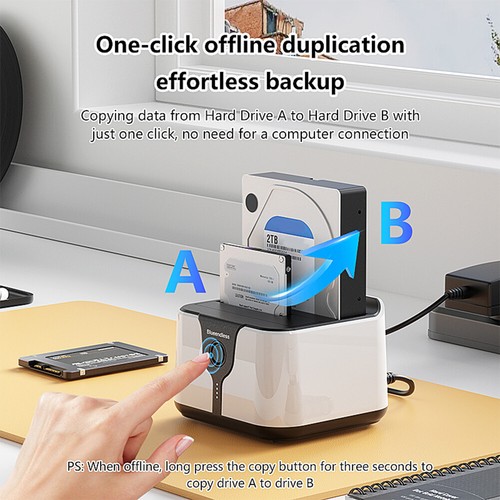 USB 3.0 To SATA Dual-Bay SATA 2.5& 3.5inch Hard Drive Docking Stations 20TB X2 - Afbeelding 11 van 18