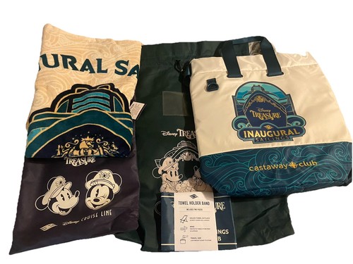 Disney Cruise Treasure Inaugurale Castaway Club Zaino Asciugamano Raffreddatore Tote Bundle - Foto 2 di 14