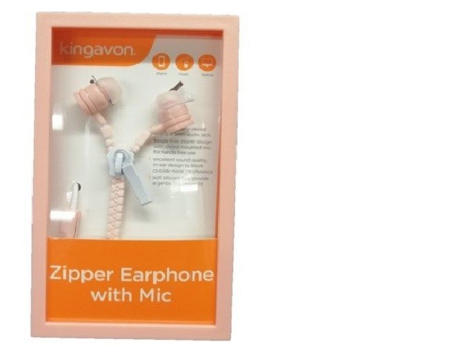 Zipper Earphones/Headphones/Earbuds With Microphone