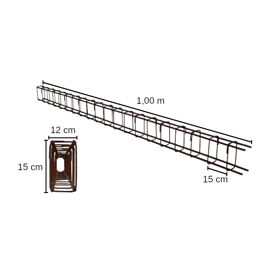 Bewehrungskorb, Länge 1,00 m - 12 x 15 cm (38,00 € / m), Baustahl