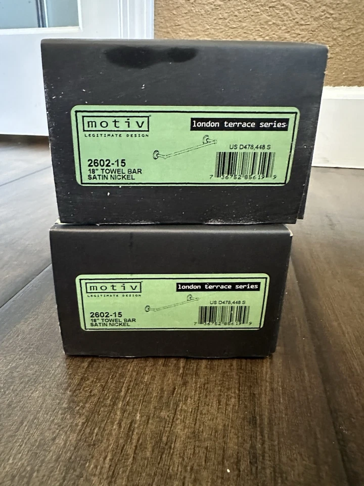 Two (2) Motiv London Terrace Series Satin Nickel 18” Towel Bar MSRP Over $100 ea Foto 2 de 4