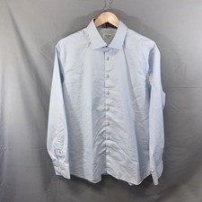 Stenstroms Shirt Mens 17 3/4 45 Blue Check Fitted Body Twofold Super Cotton