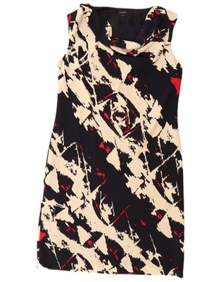 Jaeger Damen ärmelloses Etuikleid UK 14 Large schwarz geometrisches Polyester OP09