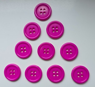 10 Hot Pink Knöpfe Vierloch Rund Harzknöpfe Größe 20 mm