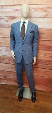 Suitsupply Men's Suit 46R Blue Herringbone Soft Wool Alpaca Silk-BEAUTIFUL SUIT 