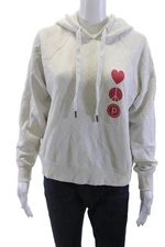 Spiritual Gangster Women Pullover Hoodie Beige Heart Graphic Long Sleeve Size M