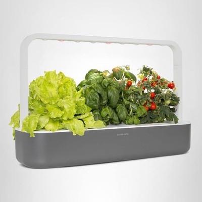 Click and Grow Gray Smart Garden 9 Compact Indoor Herb Garden Kit LED Grow Light