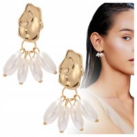 Goldene HäNgeohrringe FüR Damen, Perle, Klein, Modisch, Als Geschenk