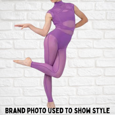 Weissman Elite Purple Mesh Dance Unitard Costume Size XSA Studio Performance