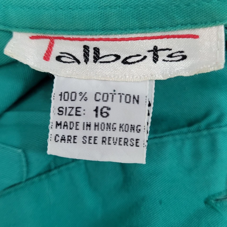 VTG Talbots Green 100% Cotton Buttoned Belted Long Sleeve Shirt Dress Size 16 - Image 3 of 4